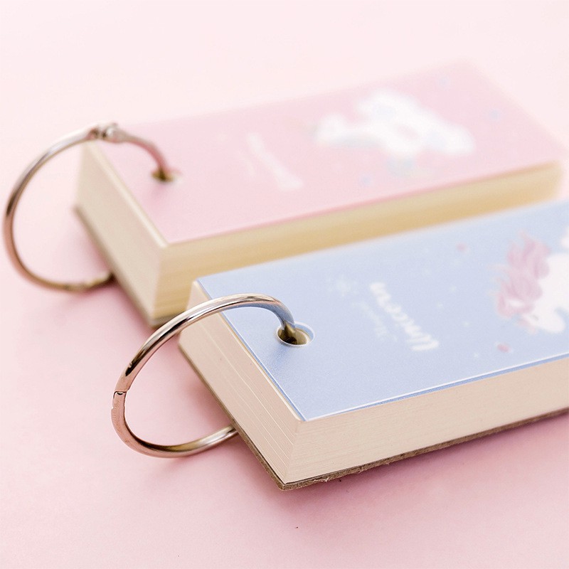 Sổ ghi chú mini treo chìa khóa hình ngựa thần Unicorn ( 100 trang,khoen tròn )