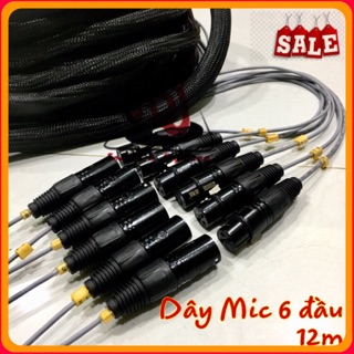 Dây micro trống 6 đầu Jack dài 12m, dây tín hiệu âm thanh mic drum