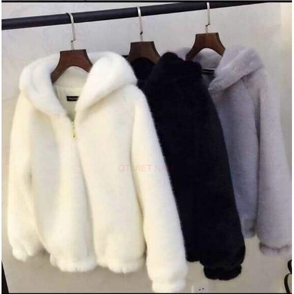 Áo lông nữ áo khoác lông tai gấu chất lông mượt đủ màu QTVN