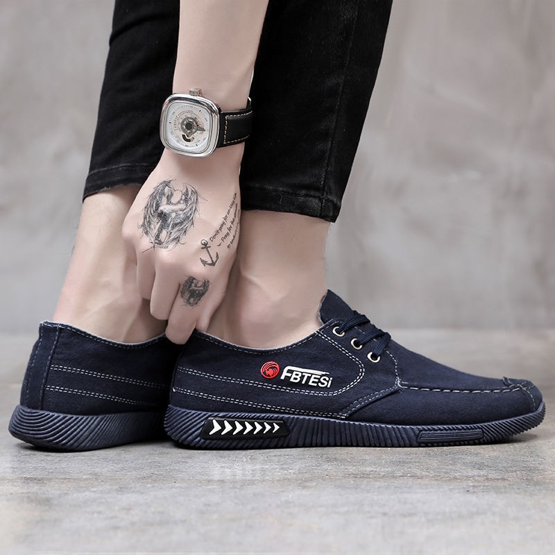 Giày Thể Thao Canvas Denim Bảo Vệ Chân Thoáng Khí Chống Mài Mòn Cho Nam