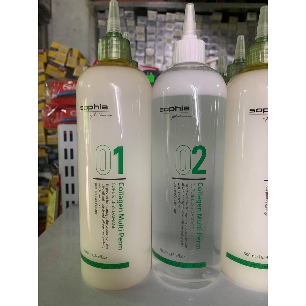 Kem uốn đa năng Sophia Platinum Collagen Multi Perm 500ml x2