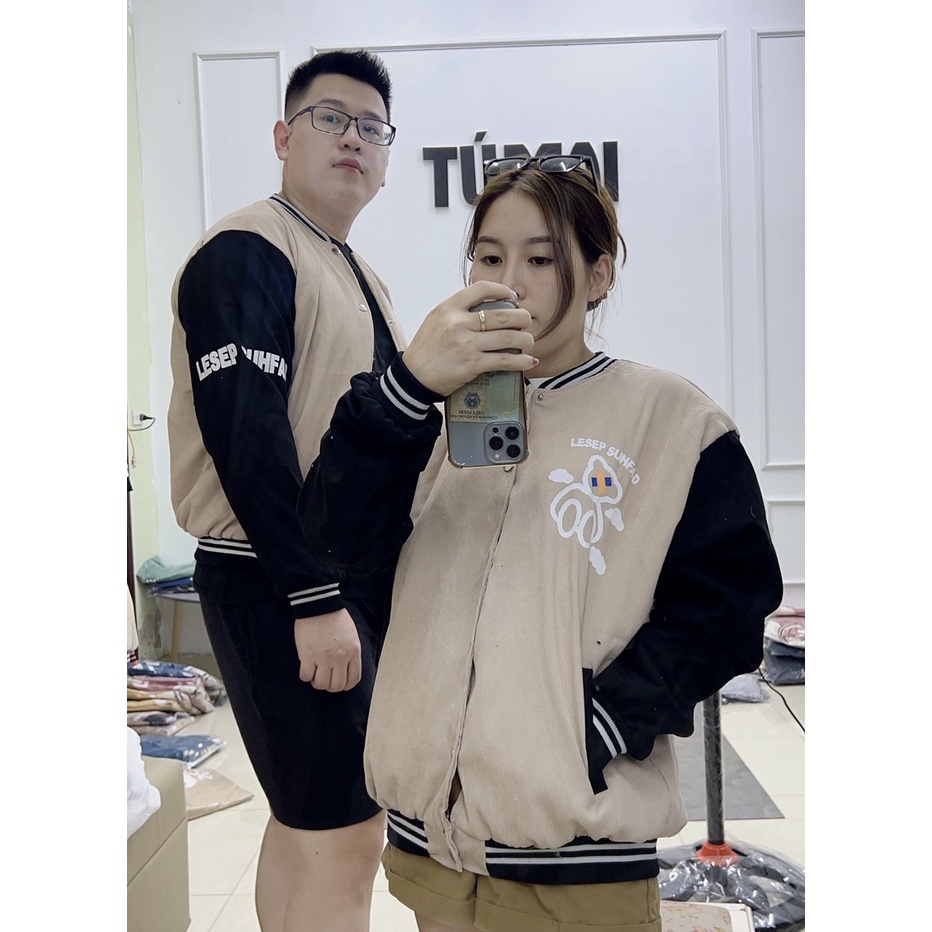 Áo khoác bomber unisex - Áo bóng chày chữ LESEP SUHFAD , chất kaki 2 lớp dày dặn