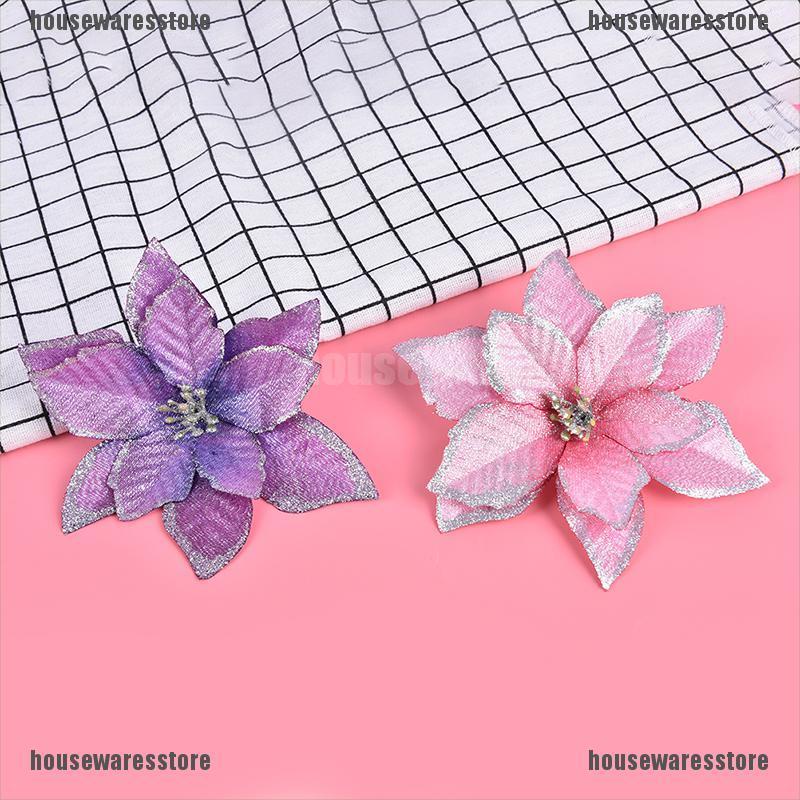 Bộ 10 Bông Hoa Giả Lấp Lánh Trang Trí Cây Thông Giáng Sinh