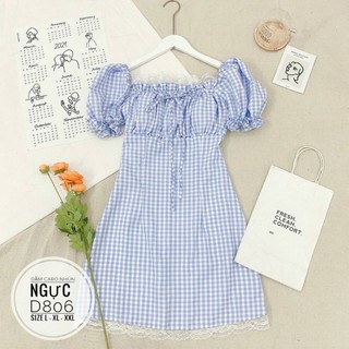 Bigsize đầm caro nhún ngực 60-90kg