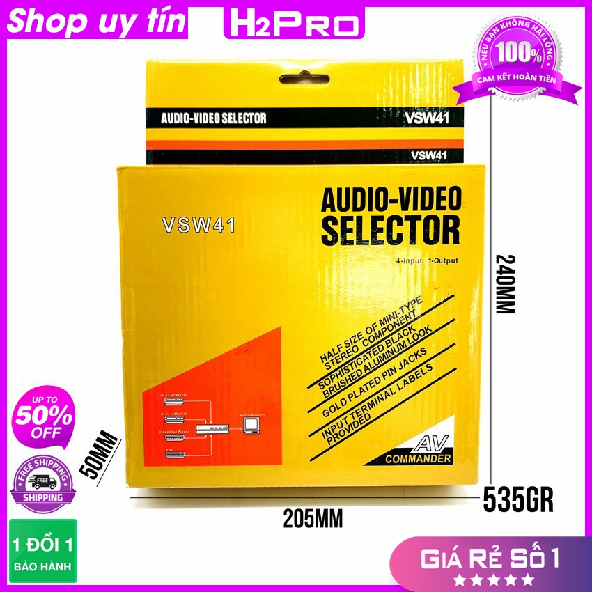 [RẺ VÔ ĐỊCH] Bộ chia tín hiệu av 4 vào-1 ra VSW41 H2Pro, bộ chia tín hiệu audio và video cao cấp