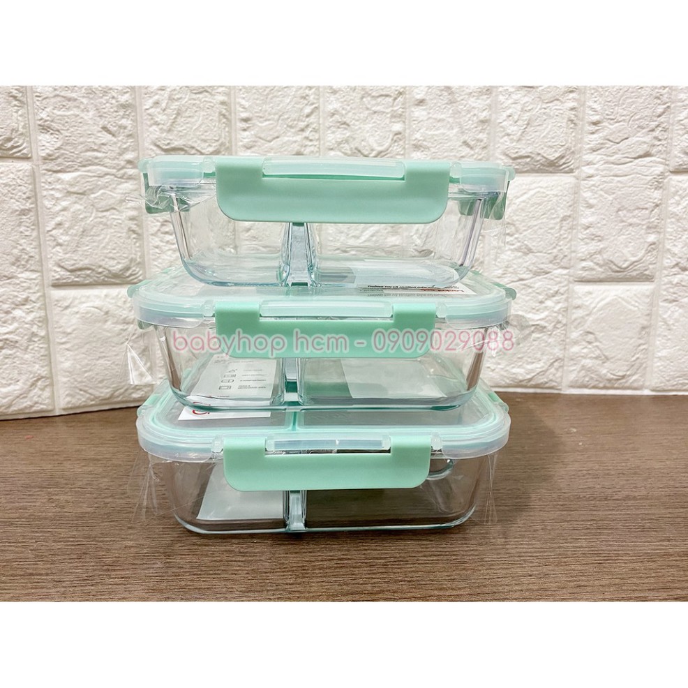 [Lock&Lock] Hộp thủy tinh chia 2 ngăn, 3 ngăn chịu nhiệt Glass Food Container