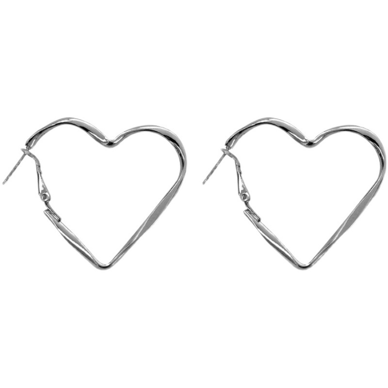 Khuyên tai 19A1520 chuôi bạc 925 hình trái tim sang trọng đơn giản nhẹ nhàng dễ phối đồ