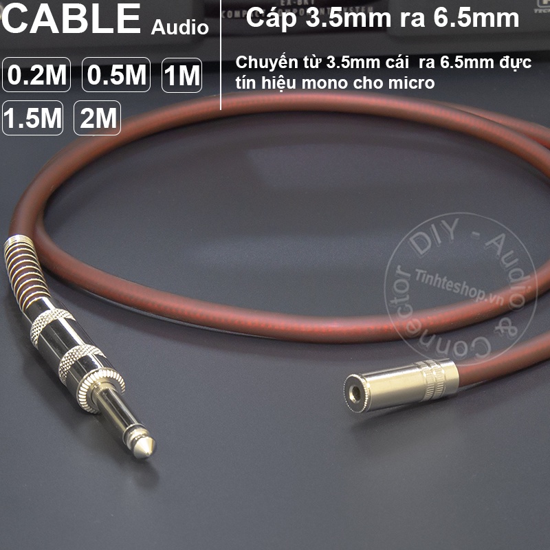Dây 6.5 ra 3.5 mono cắm micro cho Loa kéo Máy trợ giảng DIY 0.2M đến 3M