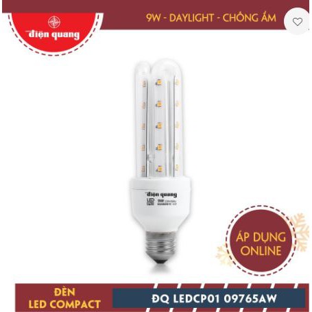 Đèn LED compact Điện Quang ĐQ LEDCP01: 9W, 14W. 20W ( WARM WHITE) ánh sáng vàng.