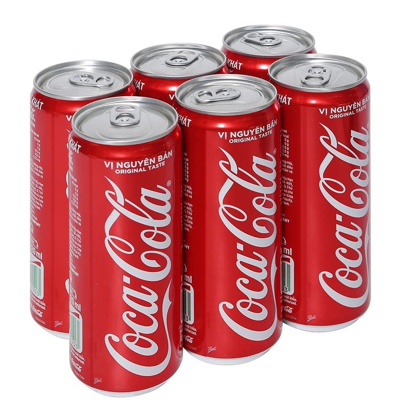 Lốc 6 lon Nước ngọt Coca Zero / Coca vị nguyên bản (Lon 320ml)