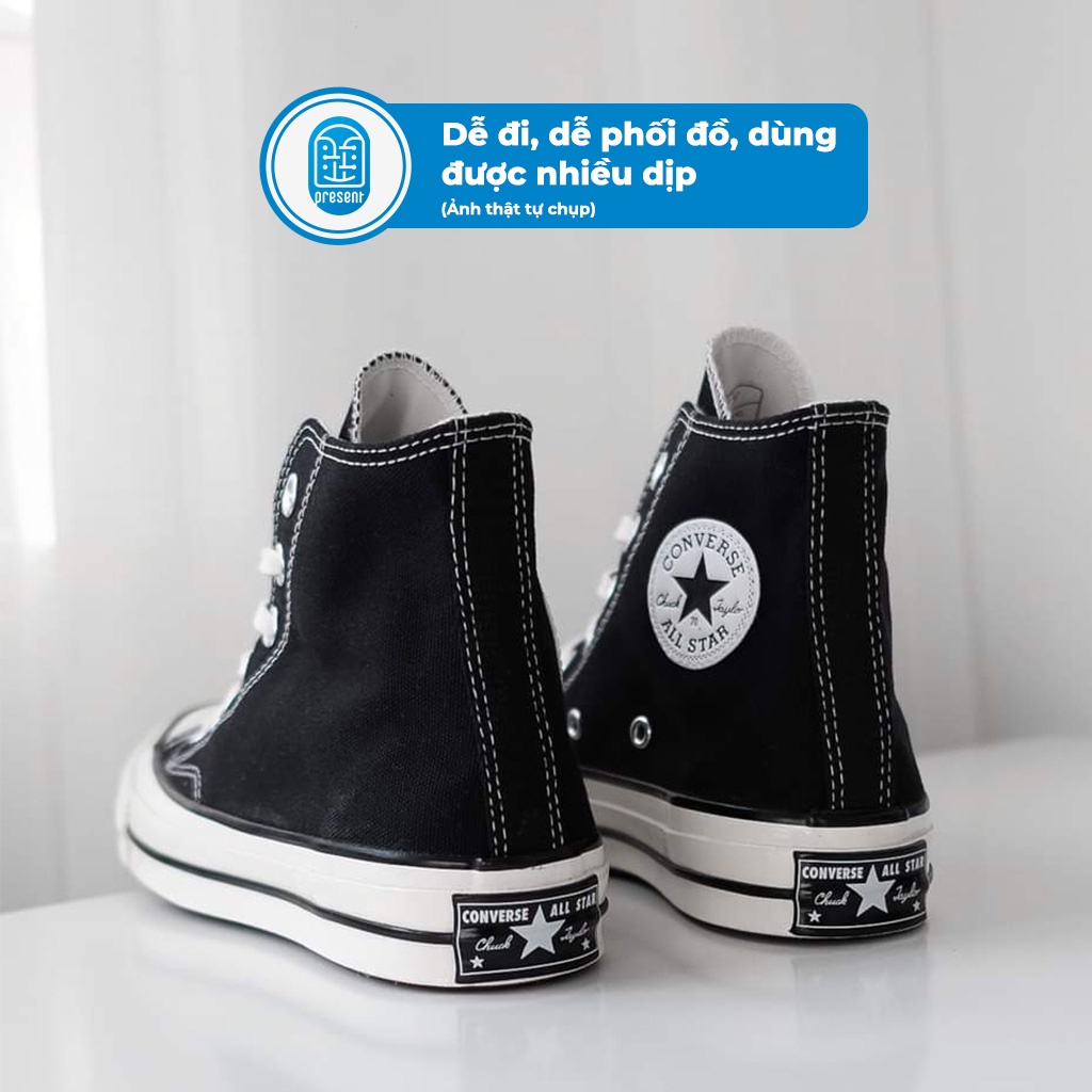 Giày sneaker Converse 1970s Black White chính hãng cho nam nữ cao cổ full box Present Original Sneakers