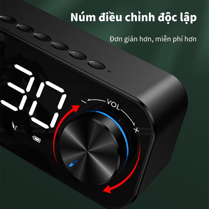Loa Bluetooth loa mini đồng hồ điện tử để bàn mặt tráng gương âm thanh cực chất hỗ trợ thẻ TF báo thức-SUNHAI B126