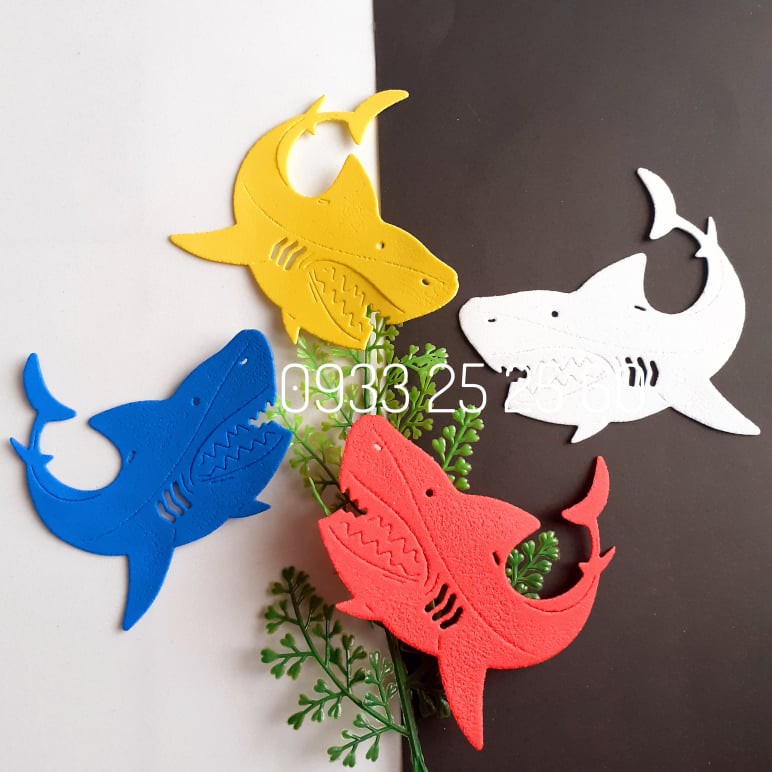 10 hình con cá mập bằng xốp - Hình trang trí phòng cho bé, trang trí thiệp, scrapbook, bookmark - đồ chơi cho bé - giấy