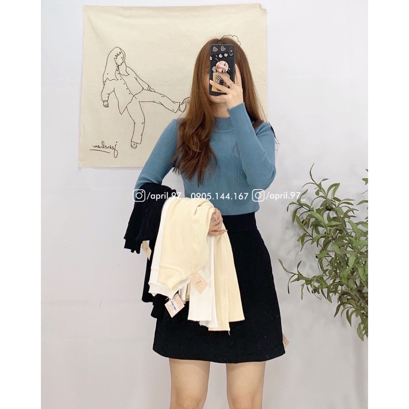 [HÌNH THẬT] Áo len tăm cổ 3 phân