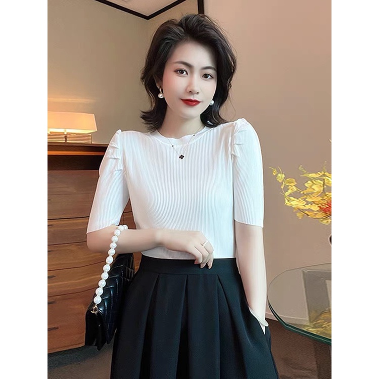 Áo Thun Lạnh ngắn tay phồng xếp thời trang dáng ôm phong cách retro A33