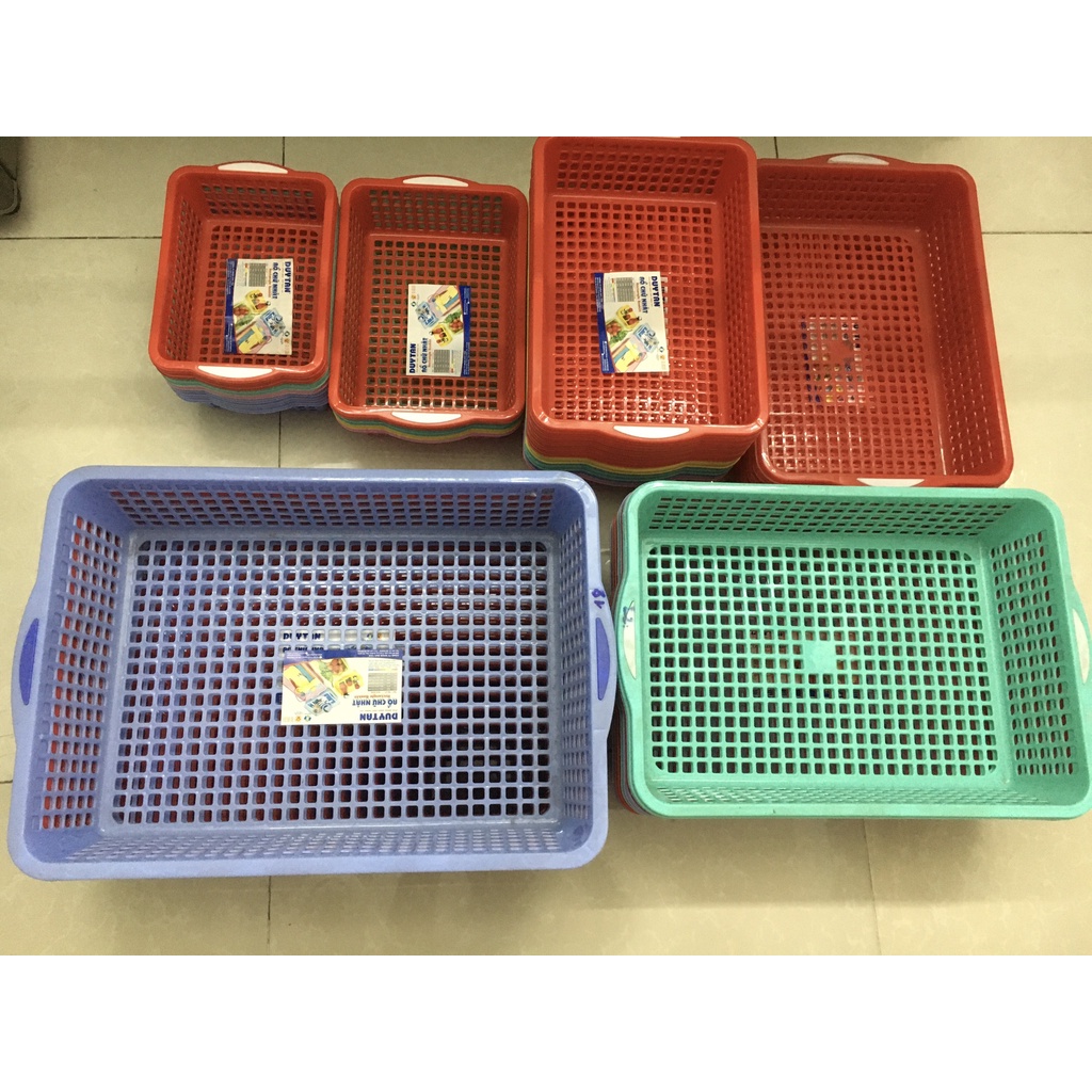 Rổ Nhựa Chữ Nhật Cao Duy Tân 6 Size/ Sơn Phát 6 size