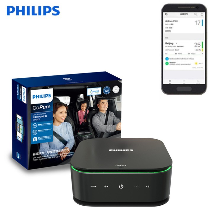 Máy lọc không khí, khử mùi trên xe ô tô cao cấp Philips GP9101 Công suất: 3.5W - HÀNG CHÍNH HÃNG