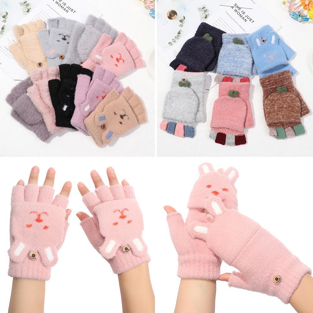 Găng Tay Dệt Kim Dày Dặn Mềm Mại Giữ Ấm Ngón Tay Thời Trang Mùa Đông