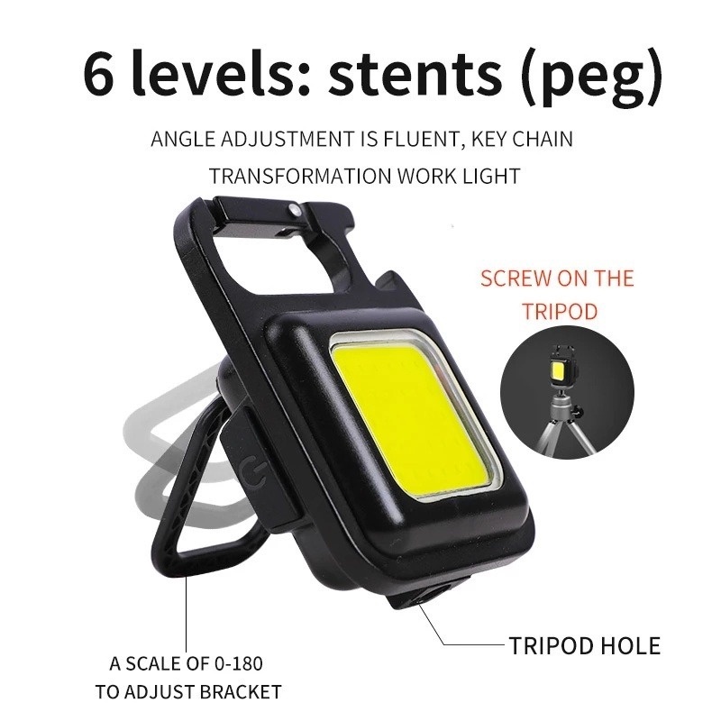[Featured]Multifunctional Portable Mini LED Keychain USB Rechargeable COB Work Light Outdoor Camping Pocket Emergency Flashlight