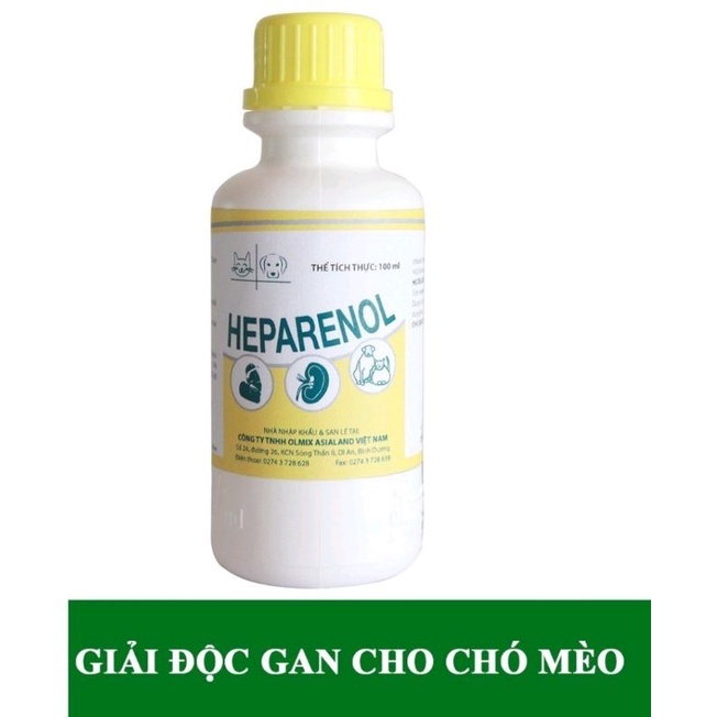 HEPARENOL -100ml giải độc gan thận cho chó mèo