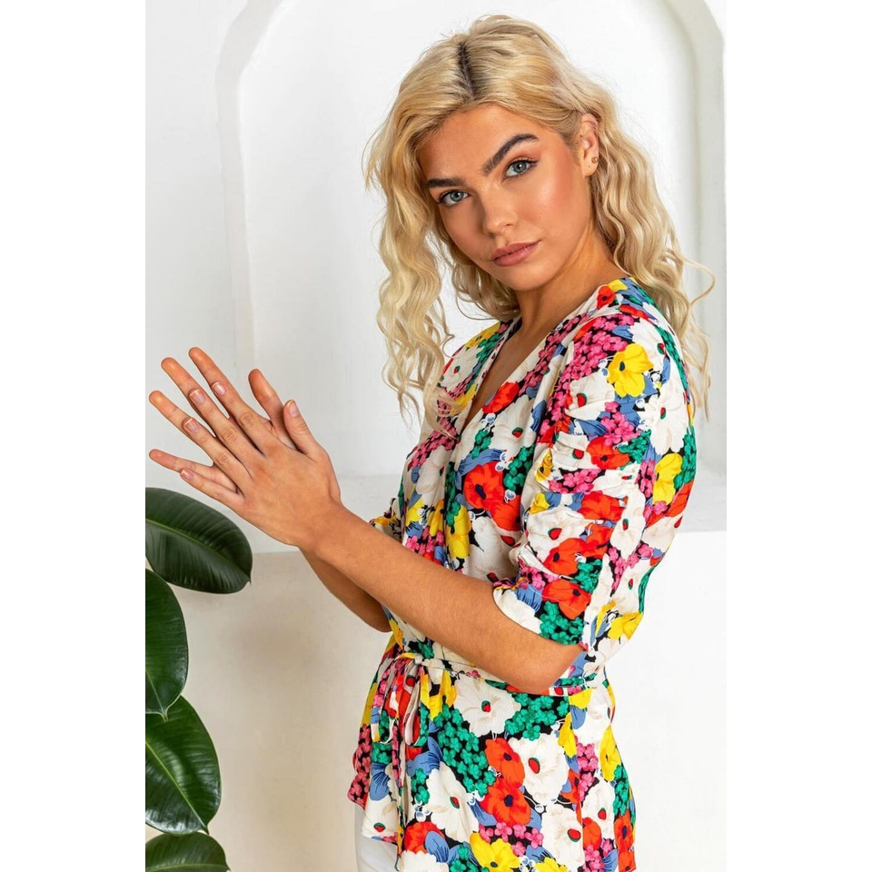 Áo floral hoa nhiều màu Kami