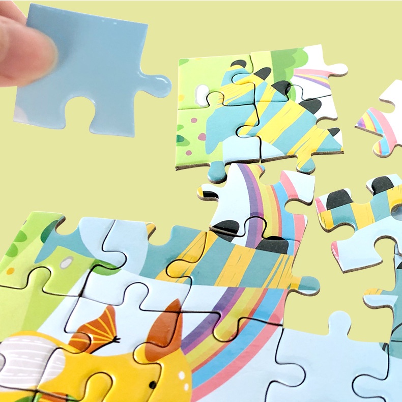 ZHAN QI TOYS Đồ chơi xếp hình 25 mảnh hình động vật/xe hơi/tàu lửa/ theo phương pháp Montessori Alat Belajar cho trẻ em