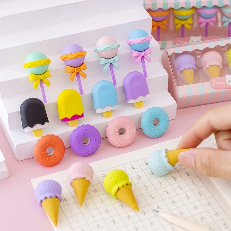 Set 4 Cục Gôm Tẩy hình kem bánh dễ thương cute