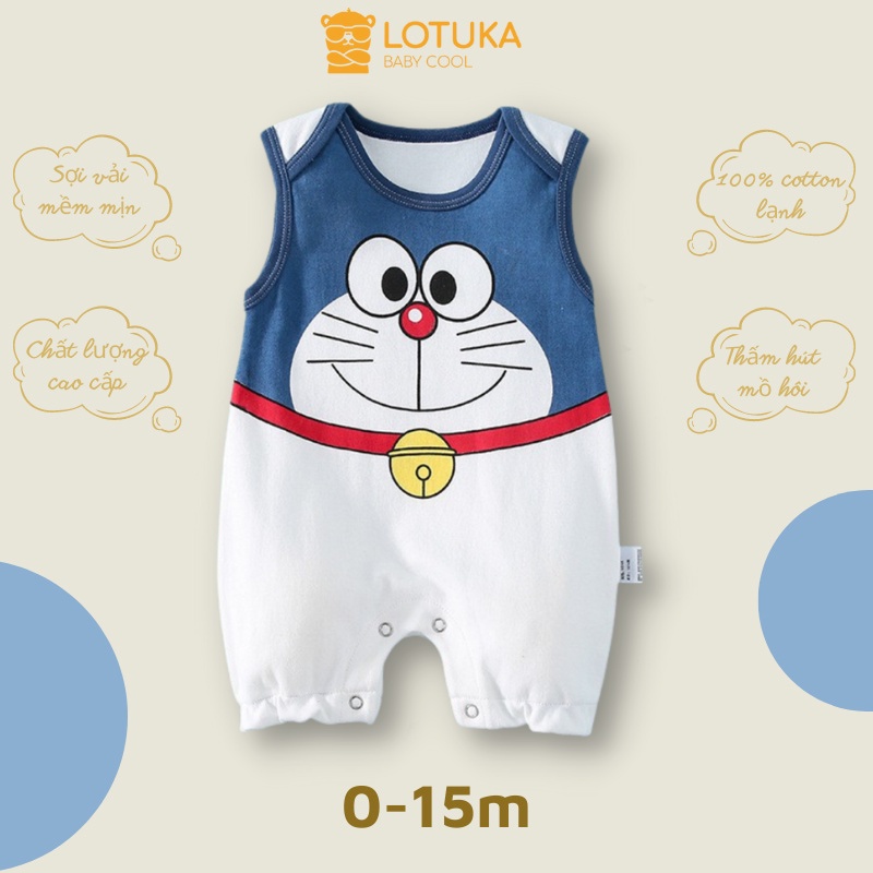 Bộ Body Sát Nách Lotuka Chất Cotton Mềm Mịn Hình Thú Đáng Yêu Cho Bé Sơ Sinh Từ 0-12 Tháng