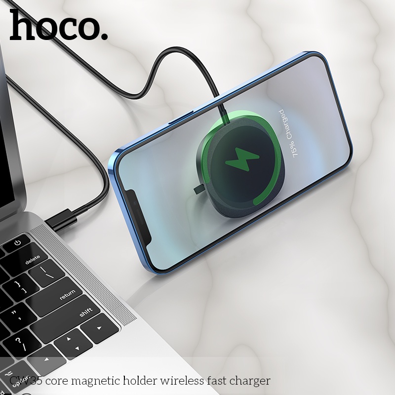 ĐẾ SẠC NHANH KHÔNG DÂY 15W KIÊM GIÁ ĐỠ ĐIỆN THOẠI - HOCO CW35