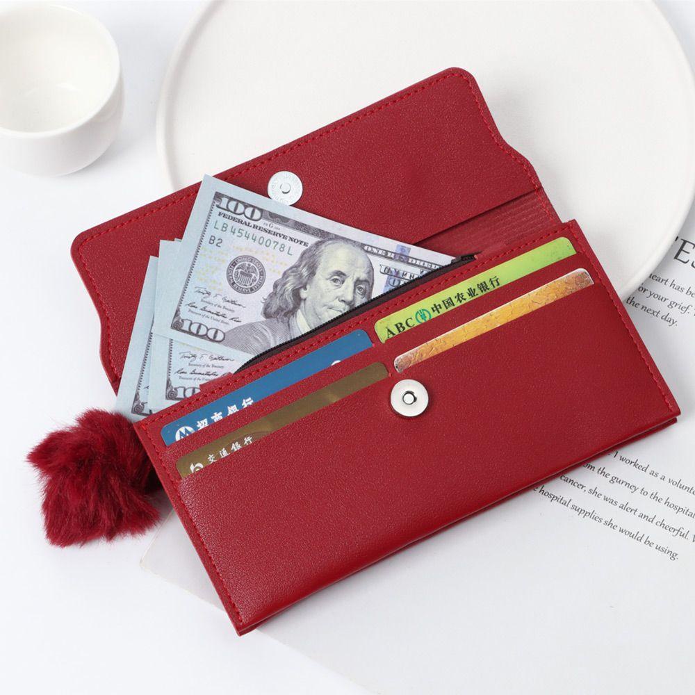 Ví Da Pu Cầm Tay Đính Bóng Lông Và Con Bướm Thời Trang