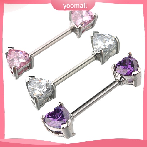 1 Khuyên Nhũ Hoa Hình Trái Tim Bằng Thép Không Gỉ Cho Nữ