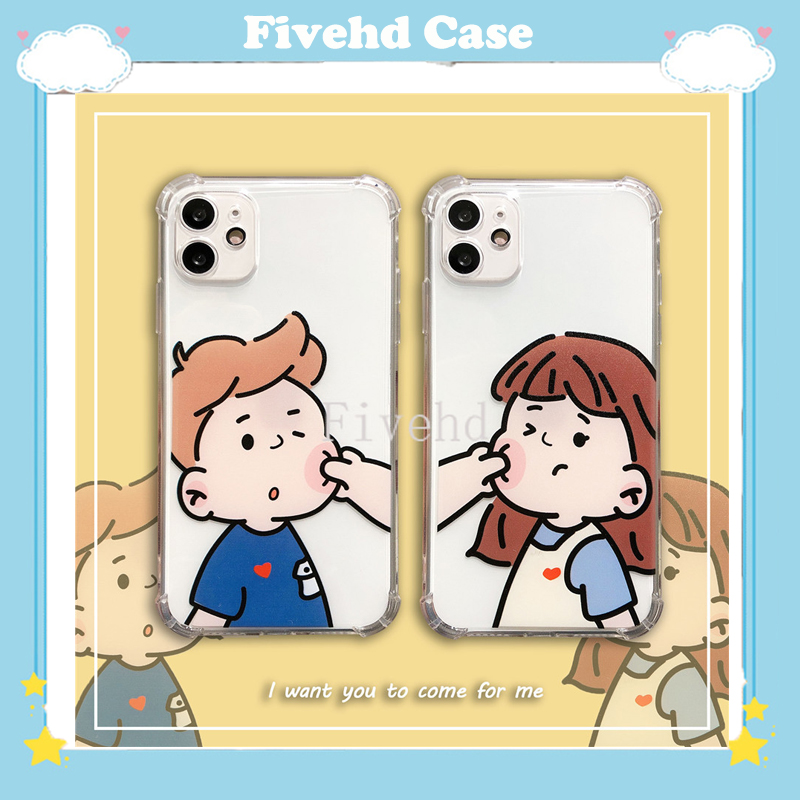 Ốp Lưng Silicone Trong Suốt In Hình Cặp Đôi Đáng Yêu Cho Samsung S20 A21S A71 A51 A70 A70S A50 A50S A30 A30S A20 A10 M51 A750 A7 2018 J7 Prime