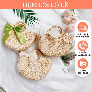 Túi cói bán nguyệt lục bình chụp ảnh lookbook, đi biển, phụ kiện decor - Tiệm Cói Cô Lê