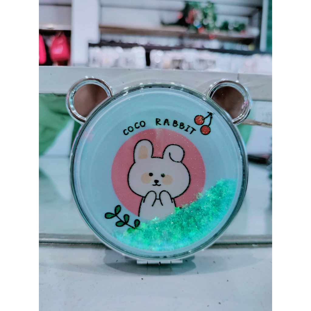 Gương Mini 2 Mặt Cầm Tay Hình Gấu Có Kim Tuyến, gương 2 mặt thời trang