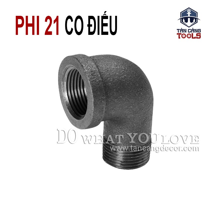 Co Điếu Ống Nước 90 Độ Phi 21 - Gang Xám