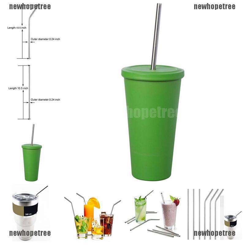 Bộ 3 Ống Hút Thẳng + 2 Ống Hút Cong + 2 Ống Hút Bằng Thép Không Gỉ Làm Sạch