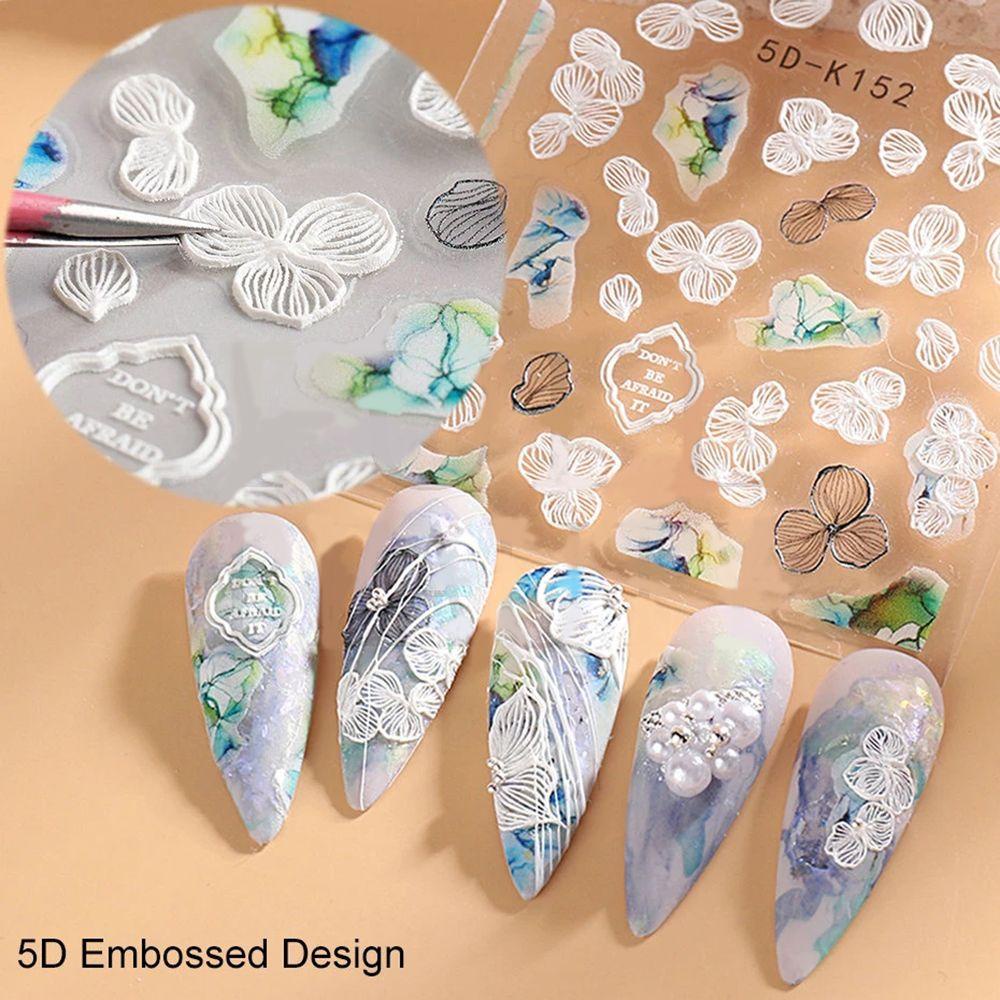 Hình Dán Trang Trí Móng Tay Acrylic Màu Trắng Đen Kiểu Pháp