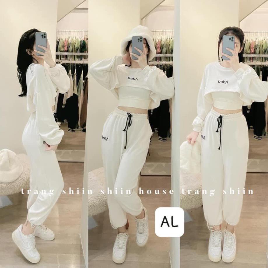[ 𝐅𝐑𝐄𝐄 𝐒𝐇𝐈𝐏 ] SÉT 3 MÓN THỂ THAO THÊU CHỮ CROPTOP QUẦN BOOM