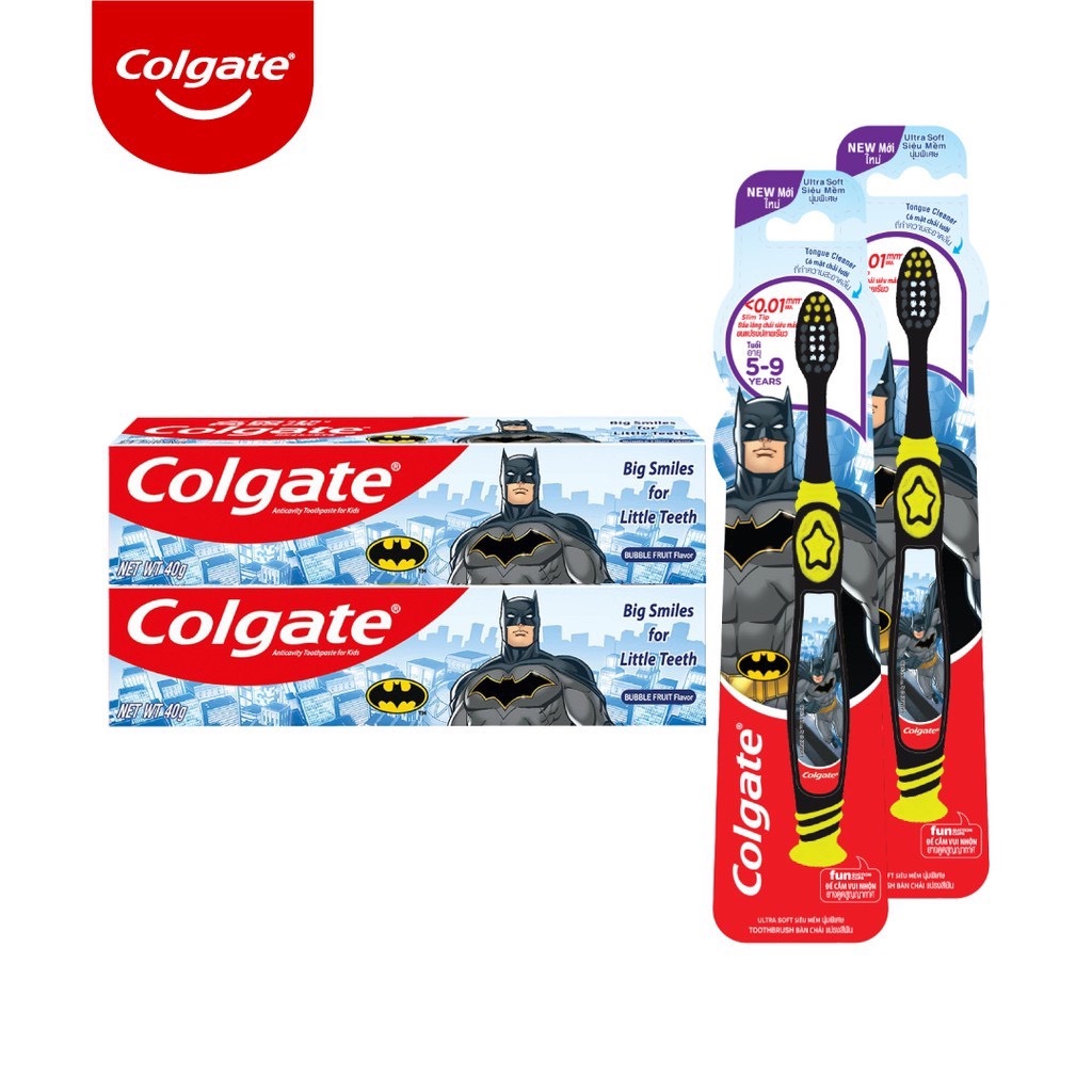 COLGATE BATMAN Kem đánh răng 40g và Bàn chải cho trẻ từ 6 tuổi