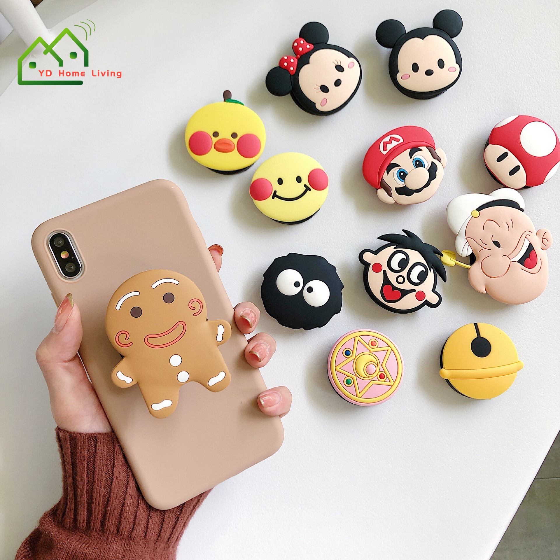Vòng Nhẫn Gắn Điện Thoại Bằng Silicon Hình Hoạt Hình Dễ Thương 1 Cái
