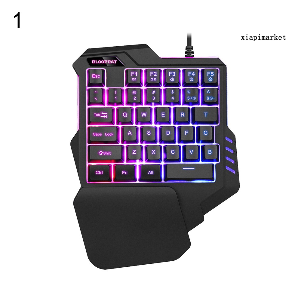 LOP_Wired Ergonomic Single Hand USB LED Backlit Mechanical Feel Gaming Keyboard