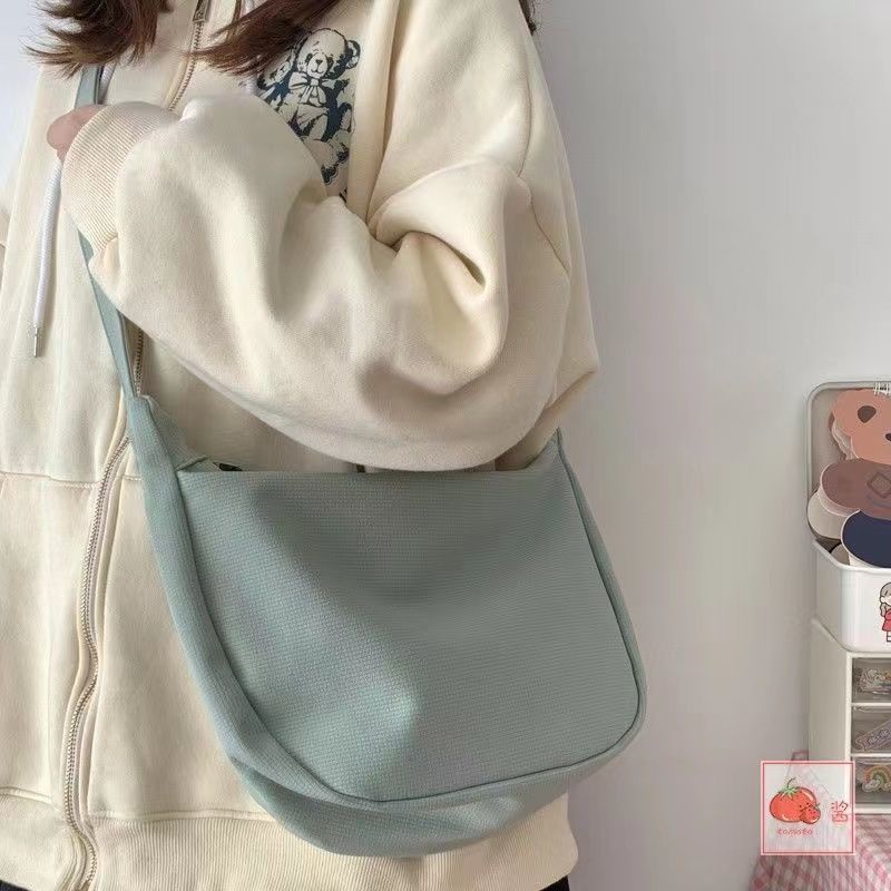 Túi Đeo Chéo Một Bên Vai Màu Sắc Đơn Giản Phong Cách Harajuku Nhật Bản