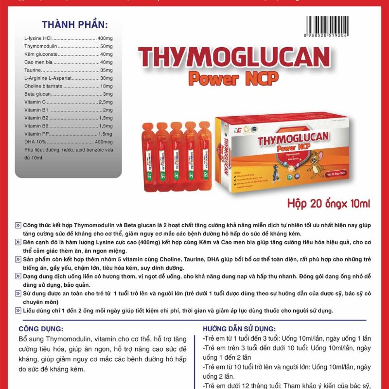 Thymoglucan Power NCP tăng sức đề kháng, bổ sung vitamin cho trẻ