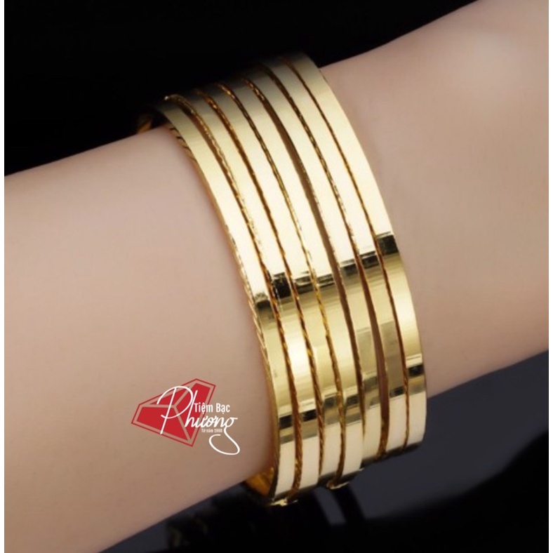 BỘ 7 CHIẾC VÒNG XIMEN TRƠN BẢN VUÔNG MẠ VÀNG 18K