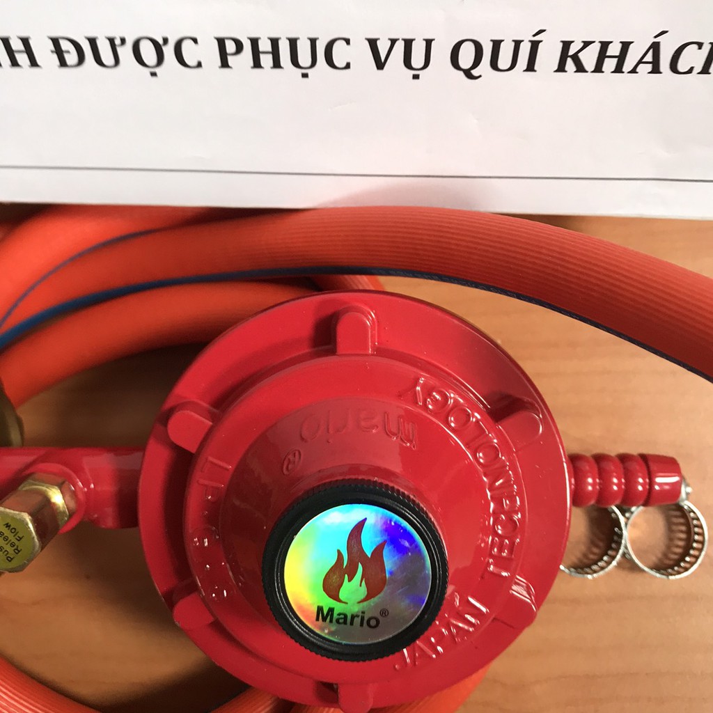 Van gas ngắt tự động MARIO và Dây gas HÀN QUỐC lõi thép 3 lớp chống chuột