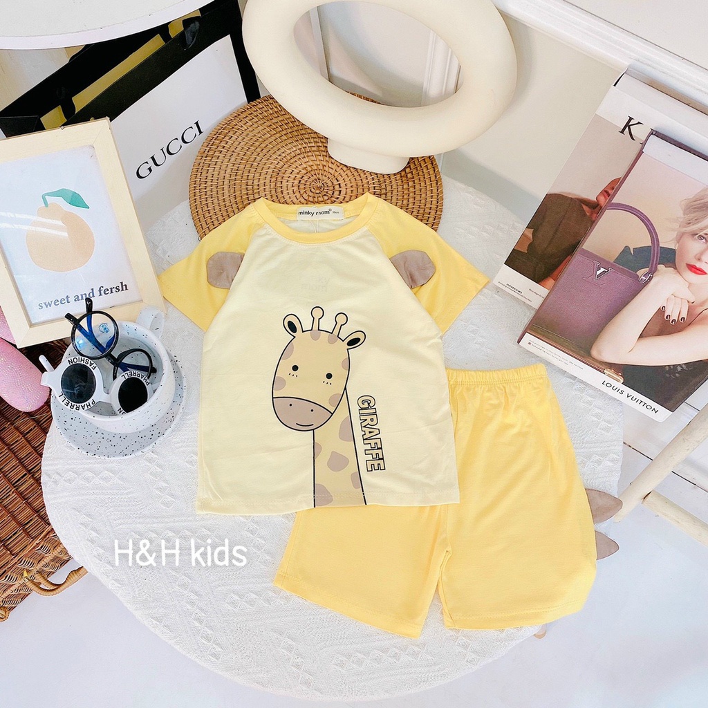 Đồ bộ MINKY MOM size đại cho bé trai bé gái cộc thun, bộ quần áo trẻ em monky mặc nhà cho bé 1 2 3 4 5 6 7 tuổi BC034