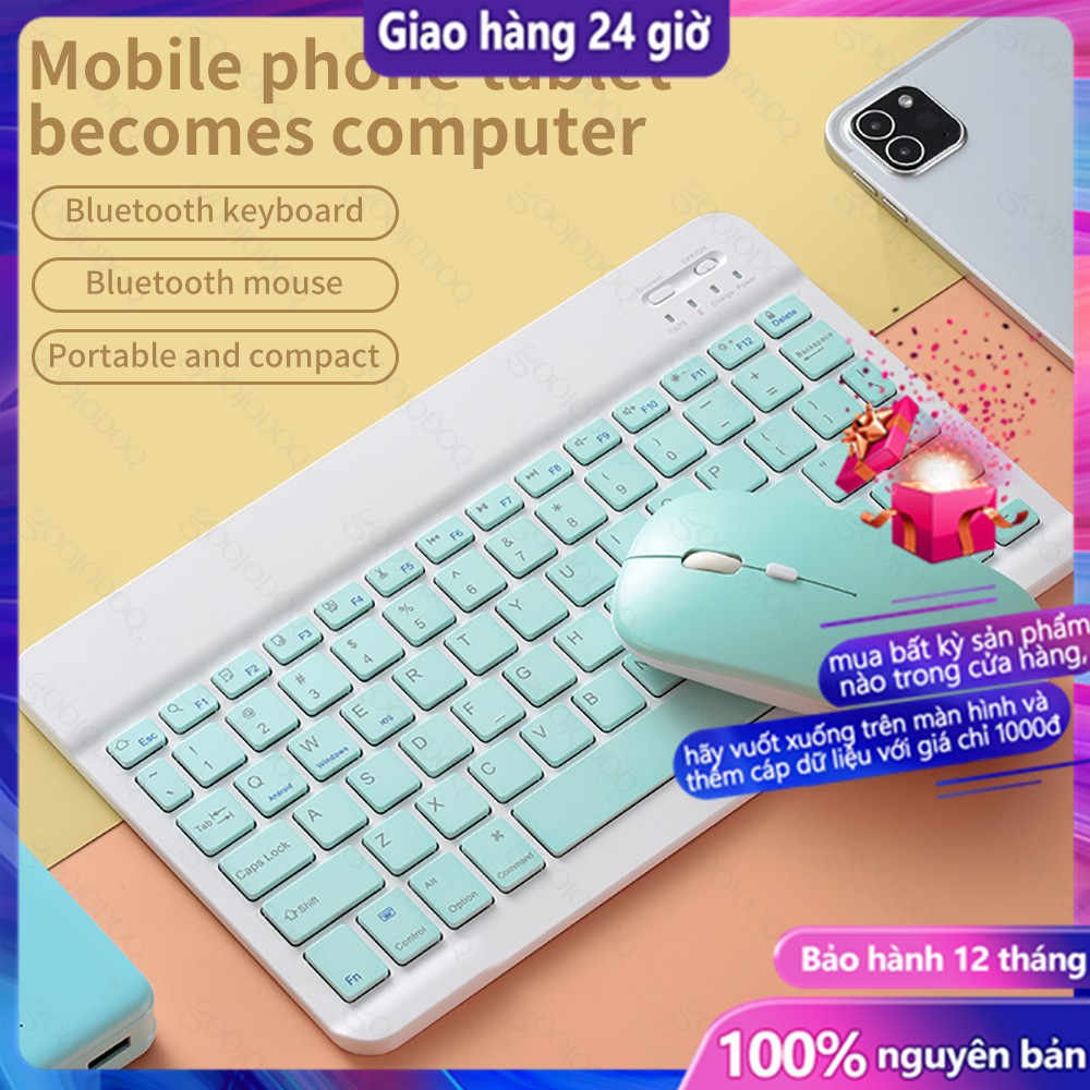 Bộ chuột và bàn phím bluetooth không dây màu bắt mắt chuyên dụng cho điện thoại/ipad 10 inch | BigBuy360 - bigbuy360.vn