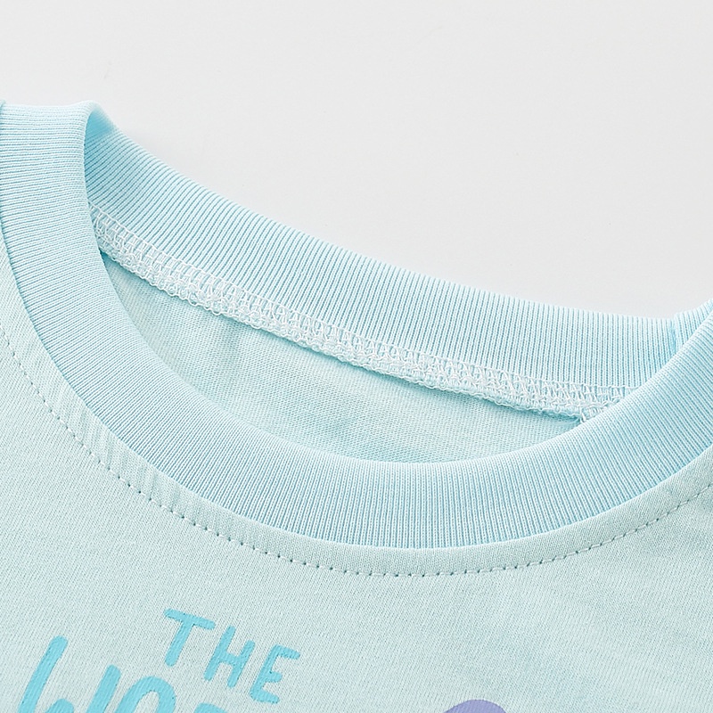 Áo Thun Cotton Tay Ngắn Cổ Tròn In Hình Kỳ Lân Dễ Thương Dành Cho Bé Gái