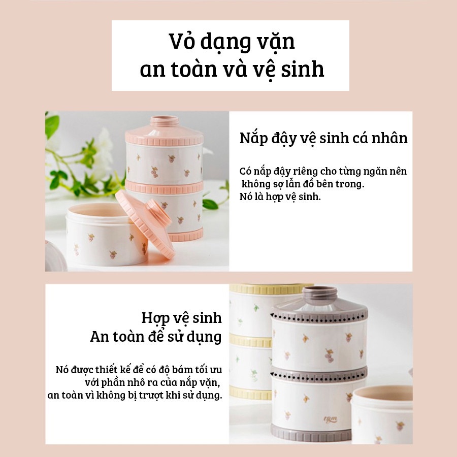 Hộp chia sữa 3 ngăn TGM họa tiết hoa quả nội địa Hàn Quốc