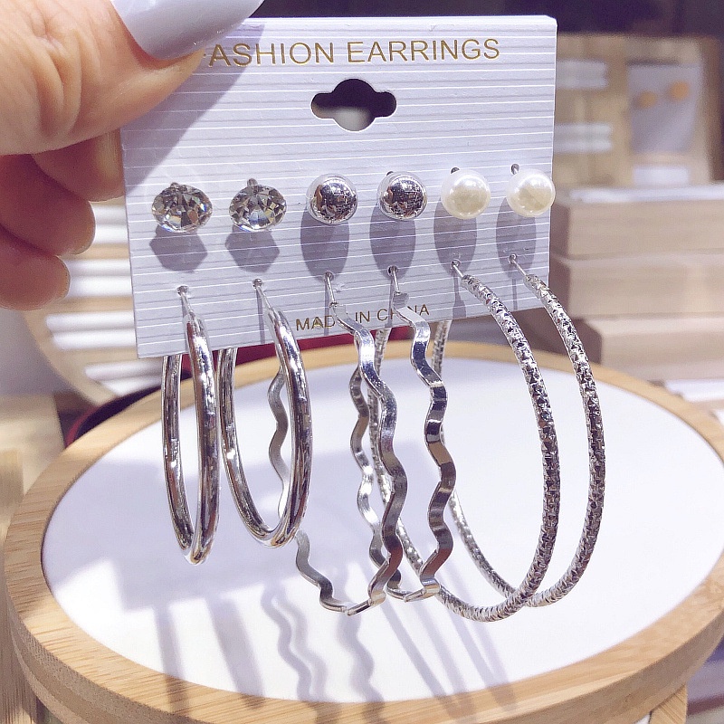 6 Đôi Bông Tai Hình Trái Tim Bằng Bạc